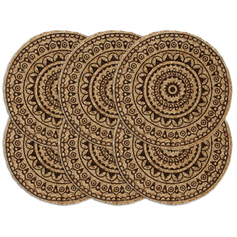 Load image into Gallery viewer, Vidaxl placemats 6 st rond 38 cm jute donkerbruin