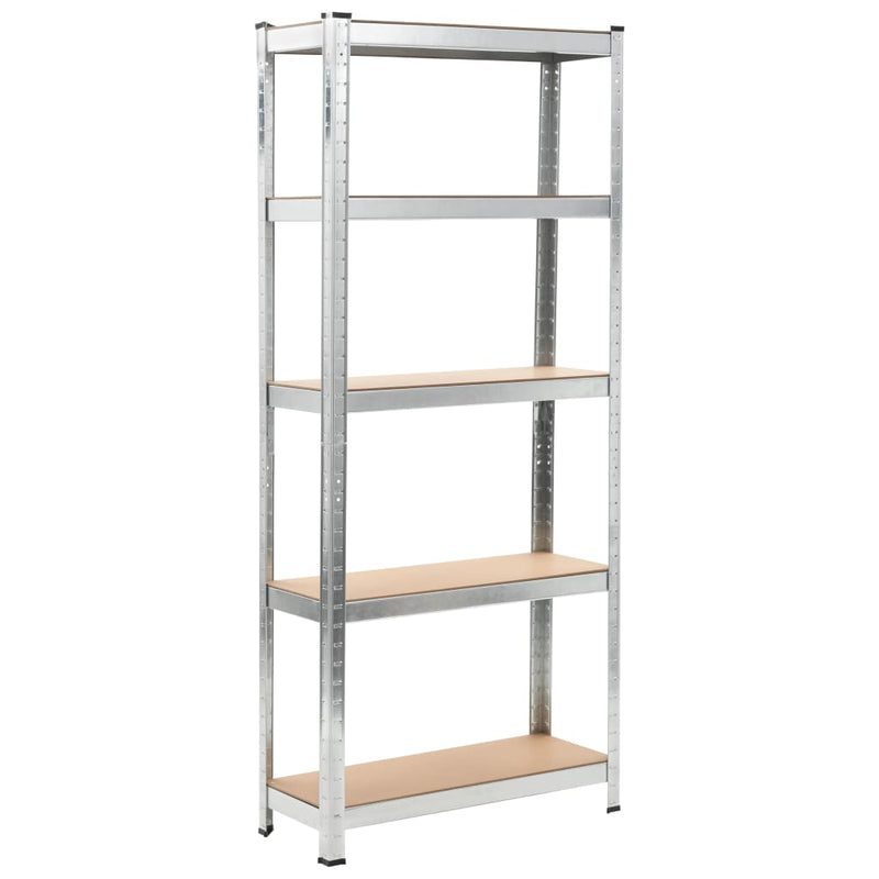 Cargue la imagen en el visor de la galería, Vidaxl opbergrek 5-laags 3 st staal en bewerkt hout zilverkleurig