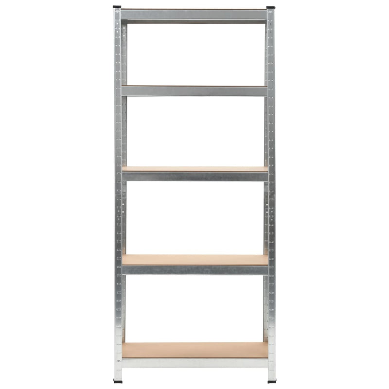 Cargue la imagen en el visor de la galería, Vidaxl opbergrek 5-laags 3 st staal en bewerkt hout zilverkleurig
