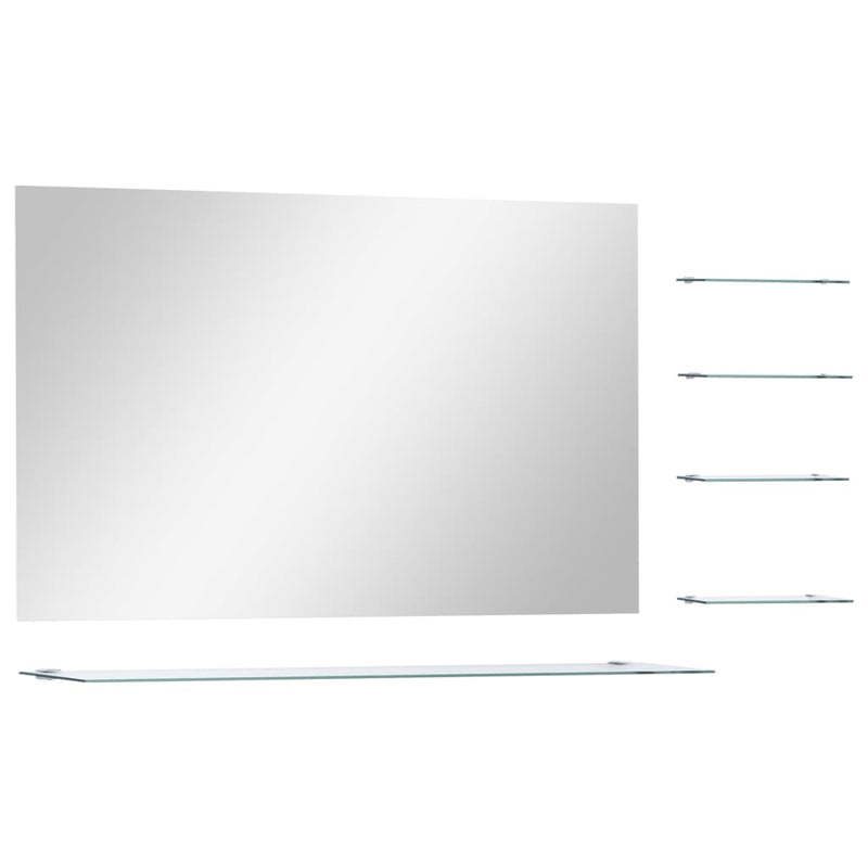 Load image into Gallery viewer, Vidaxl wandspiegel met 5 schappen 100x60 cm zilverkleurig