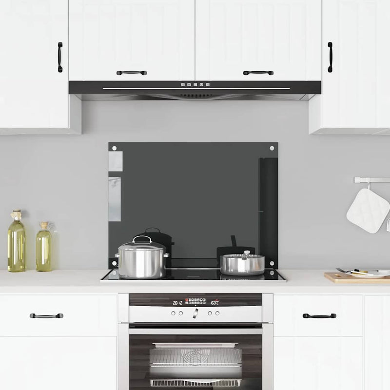 Load image into Gallery viewer, Vidaxl spatscherm keuken 80x60 cm gehard glas zwart
