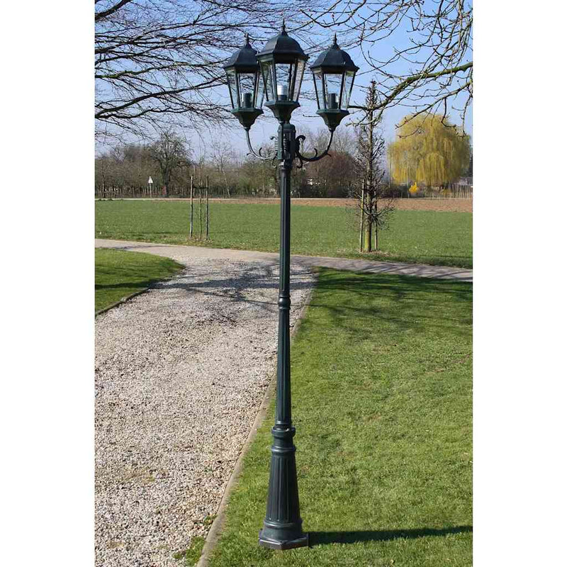 Load image into Gallery viewer, Vidaxl tuinlantaarn brighton 3-arms 230 cm donkergroen zwart