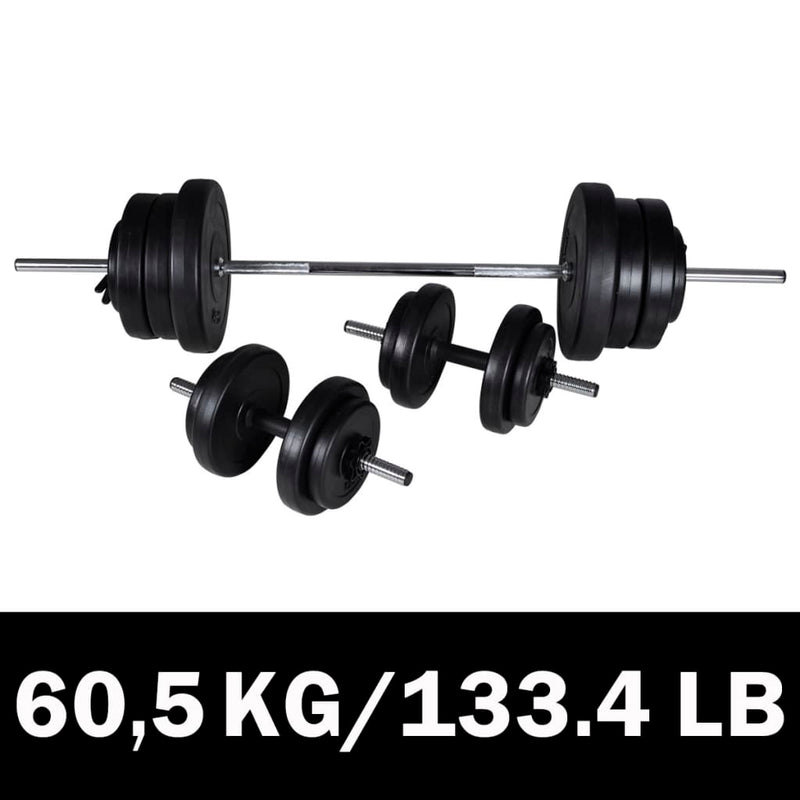 Load image into Gallery viewer, VidaXL Barbellen dumbbellset 60,5 kg