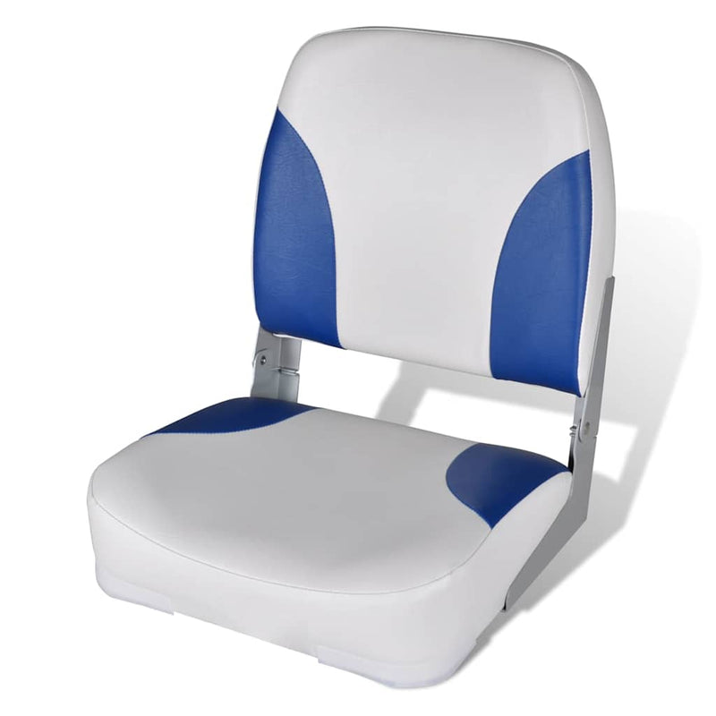 Load image into Gallery viewer, Vidaxl bootstoel met blauw-wit kussen inklapbaar 41x36x48 cm