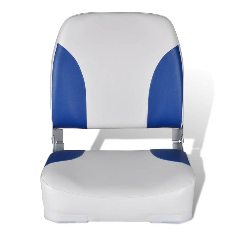 Load image into Gallery viewer, Vidaxl bootstoel met blauw-wit kussen inklapbaar 41x36x48 cm
