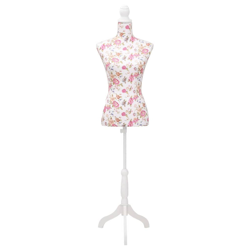 Load image into Gallery viewer, Vidaxl etalagepop torso vrouw katoen wit met rozenprint