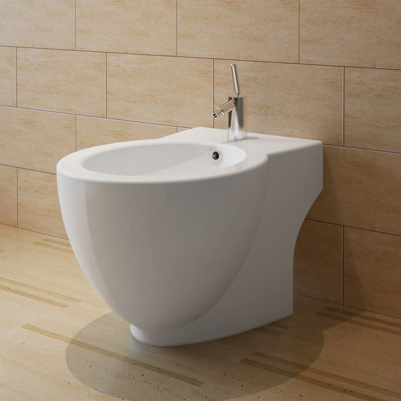 Load image into Gallery viewer, Vidaxl staand bidet rond keramiek wit