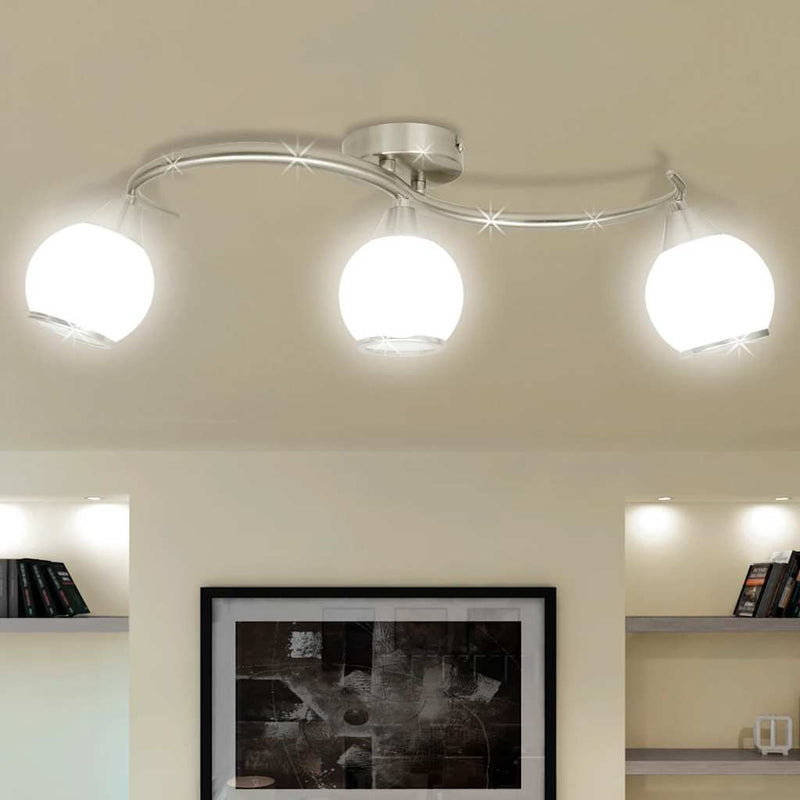 ギャラリービューアに画像をロードする, Vidaxl plafondlamp glazen kappen + golvende rail voor 3 x e14 peertjes