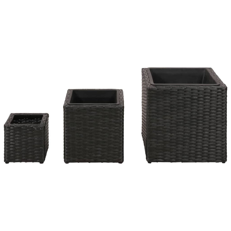 Load image into Gallery viewer, VidaXL Plantenbakken verhoogd 3 st poly rattan zwart