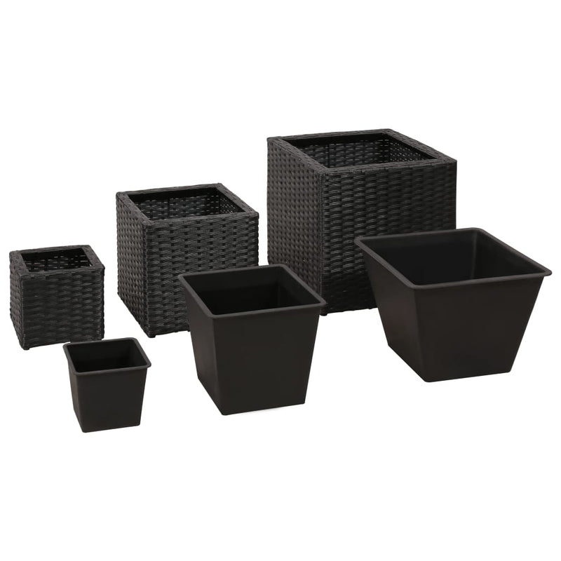 Load image into Gallery viewer, VidaXL Plantenbakken verhoogd 3 st poly rattan zwart