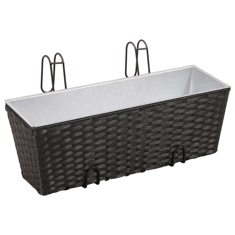 Load image into Gallery viewer, Vidaxl balkonplantenbakken 2 st 50 cm rattan zwart