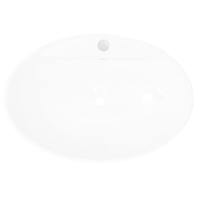 Load image into Gallery viewer, Vidaxl luxe wastafel met overloop en kraangat ovaal keramiek