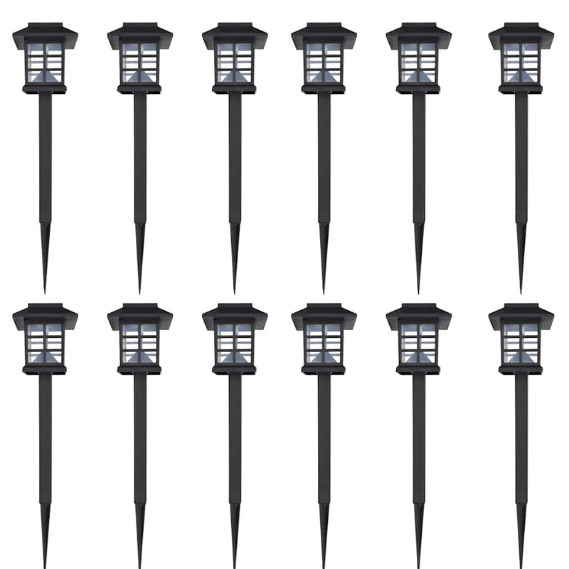 Chargez l'image dans la visionneuse de la galerie, Vidaxl 12-delige led-tuinverlichtingsset solar met pin 8,6x8,6x38 cm