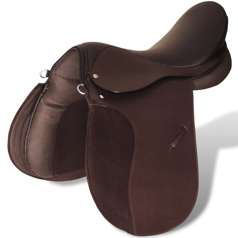 Load image into Gallery viewer, Vidaxl paardrijzadel 5-in-1 17,5'' 12 cm echt leer bruin