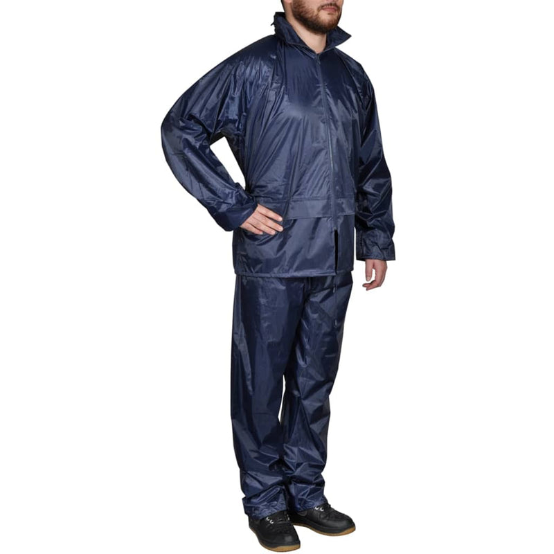Cargue la imagen en el visor de la galería, Vidaxl regenpak 2-delig + capuchon (heren marineblauw maat xxl)