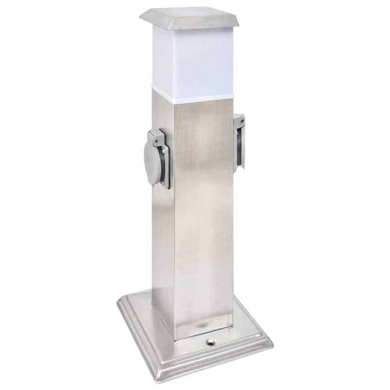 Load image into Gallery viewer, Vidaxl buitenstopcontact op zuil met lamp (roestvrij staal)