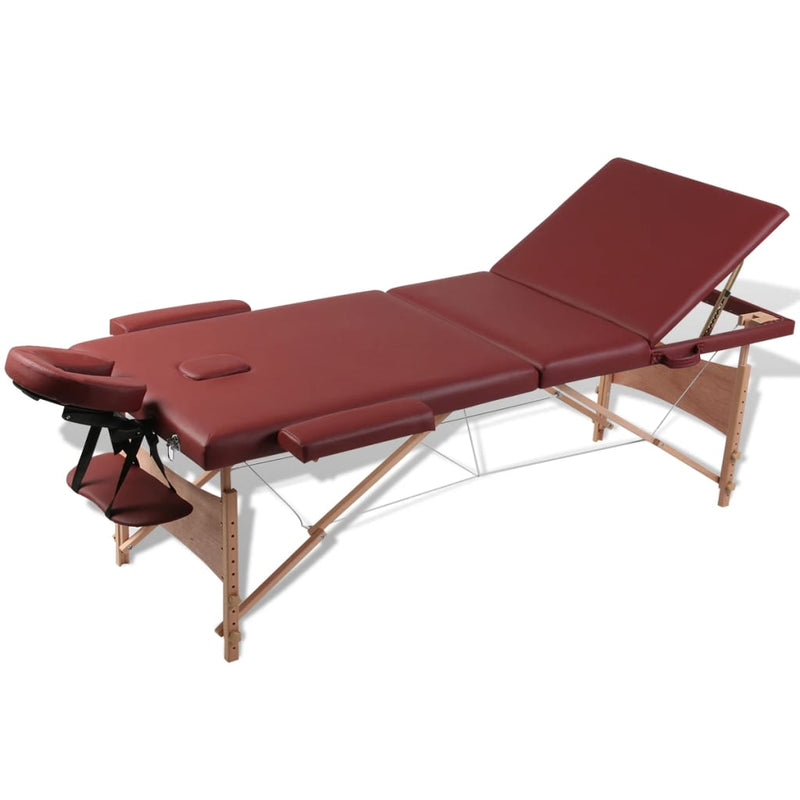 Load image into Gallery viewer, Vidaxl inklapbare massagetafel 3 zones met houten frame (rood)