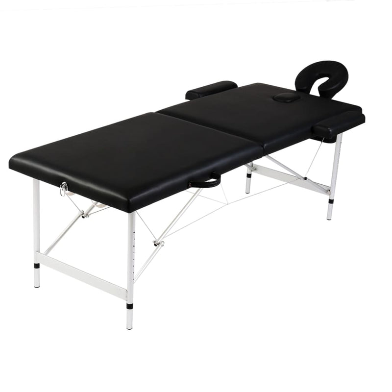 Load image into Gallery viewer, Vidaxl massagetafel met 2 zones inklapbaar aluminum frame zwart