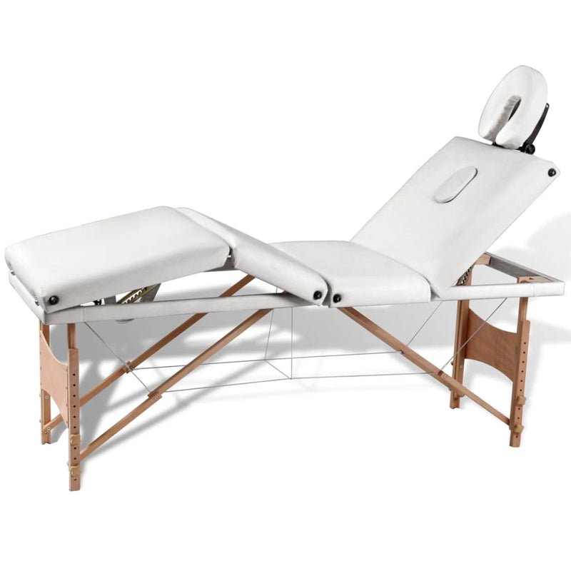 Load image into Gallery viewer, Vidaxl inklapbare massagetafel 4 zones met houten frame (creme)