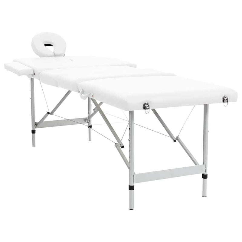 Load image into Gallery viewer, Vidaxl massagetafel inklapbaar met aluminium frame (vier delen crèmewit)