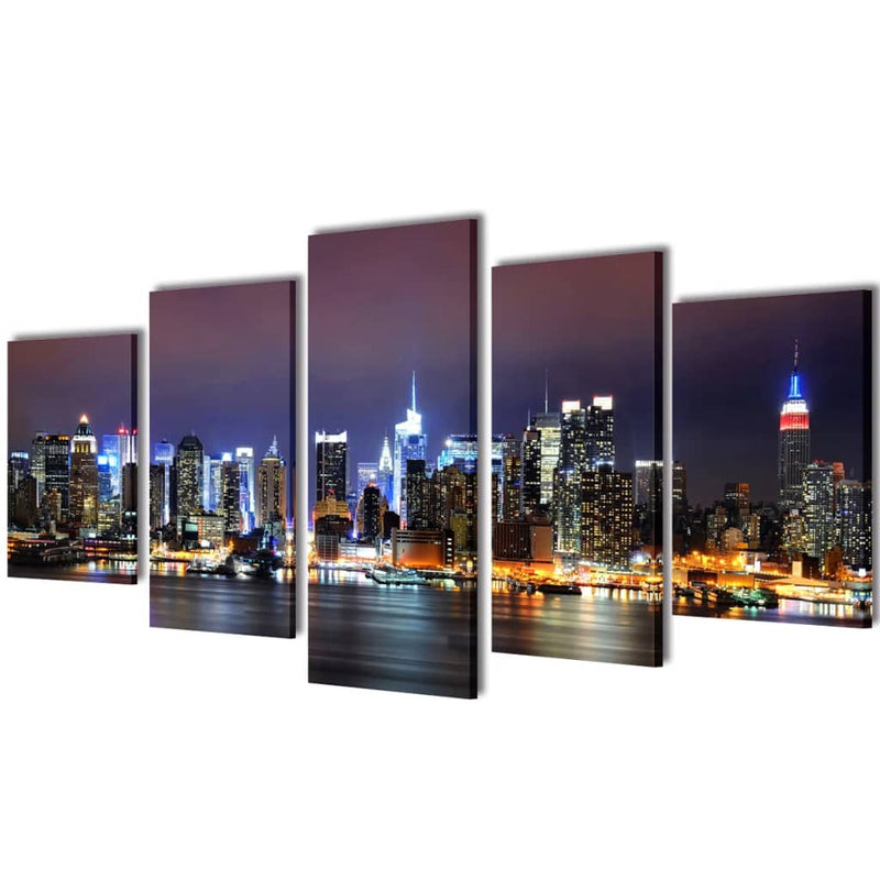 Load image into Gallery viewer, Vidaxl canvas muurdruk set kleurrijke new york skyline 100 x 50 cm