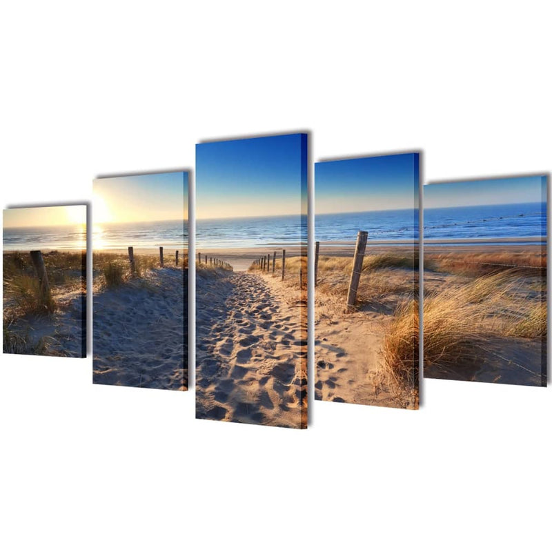 Load image into Gallery viewer, Vidaxl canvas muurdruk set zandstrand 200 x 100 cm