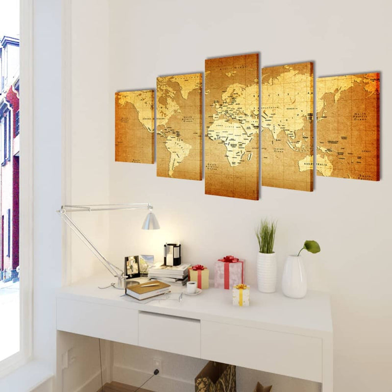Chargez l'image dans la visionneuse de la galerie, Vidaxl canvas muurdruk print set wereldkaart 100 x 50 cm