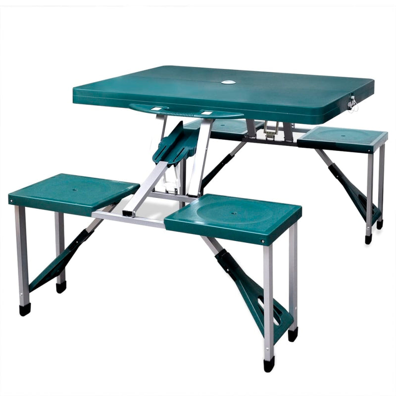 Load image into Gallery viewer, VidaXL Campingtafel met vier stoelen extra licht aluminium inklapbaar (groen)