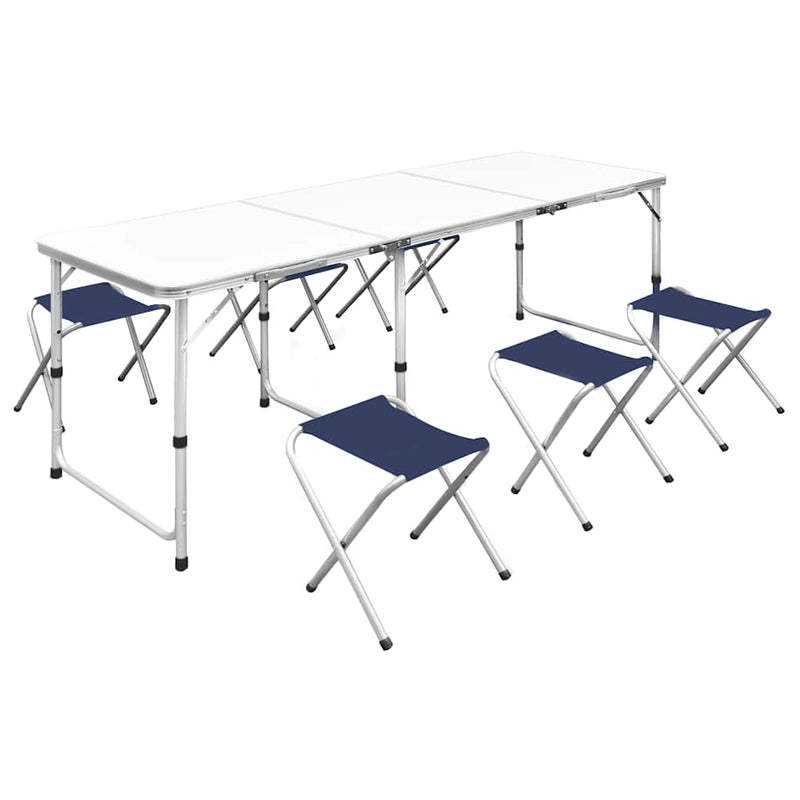 ギャラリービューアに画像をロードする, Vidaxl campingtafel in hoogte verstelbaar met 6 krukken 180x60 cm