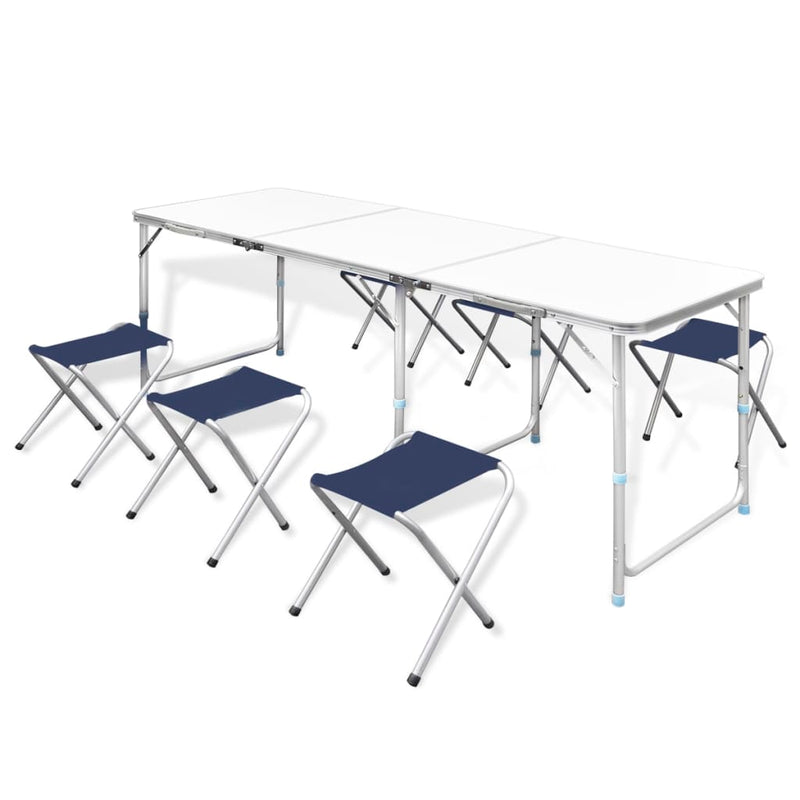 Load image into Gallery viewer, VidaXL Campingtafel in hoogte verstelbaar met 6 krukken 180x60 cm