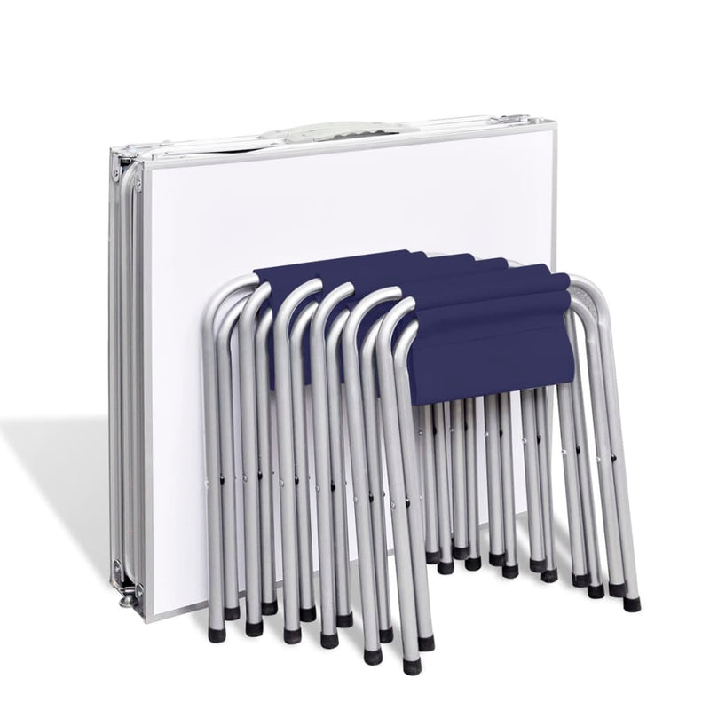 Load image into Gallery viewer, VidaXL Campingtafel in hoogte verstelbaar met 6 krukken 180x60 cm