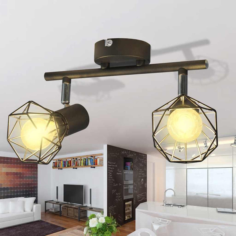 Afbeelding laden in galerijviewer, Vidaxl plafondlamp met 2 led's industriële stijl zwart
