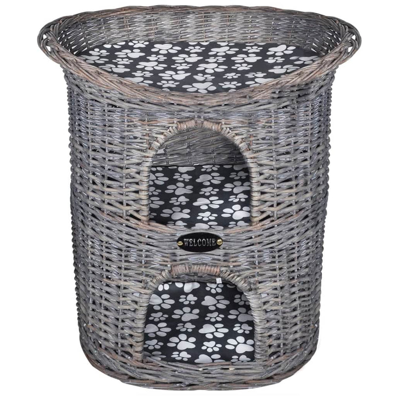 Load image into Gallery viewer, Vidaxl kattenbed huis krabpaal 2-laags met kussen wilgen