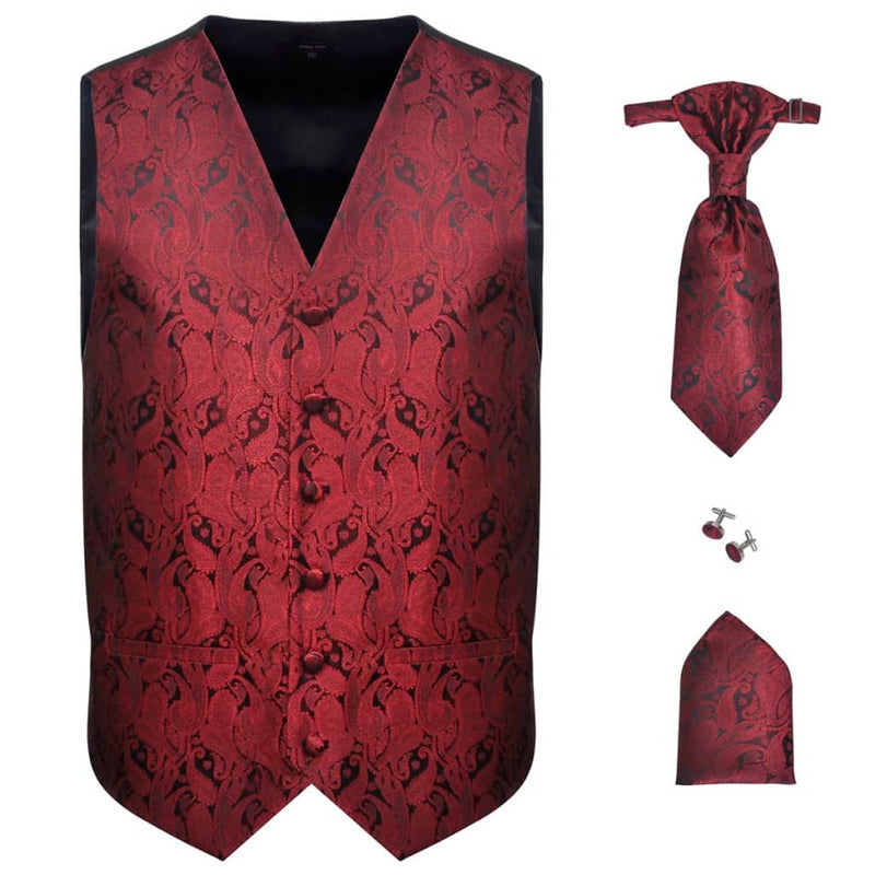 Load image into Gallery viewer, VidaXL Paisley bruidsvestset voor heren maat 54 bordeauxrood