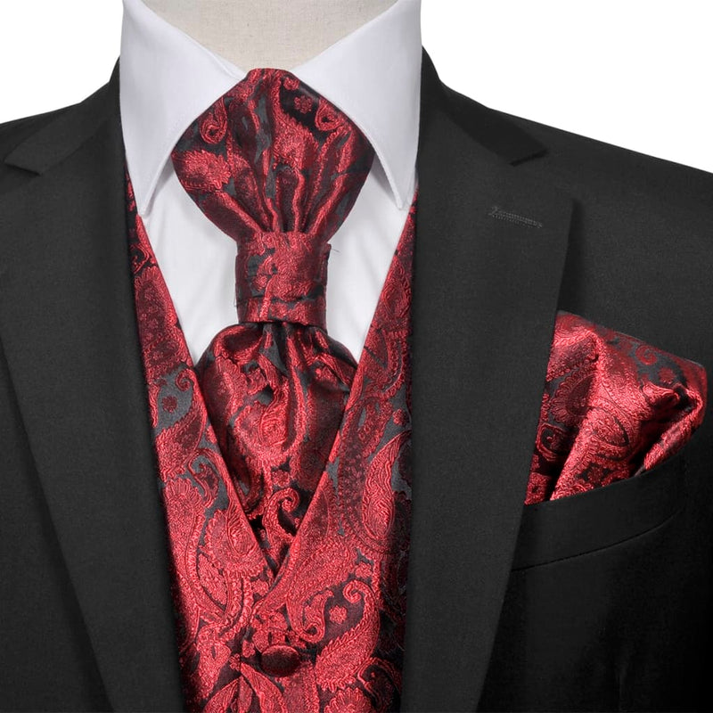 Load image into Gallery viewer, VidaXL Paisley bruidsvestset voor heren maat 54 bordeauxrood