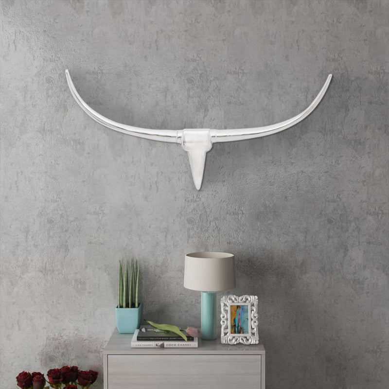 Load image into Gallery viewer, Vidaxl stierenkop voor aan de muur aluminium 96 cm zilverkleurig