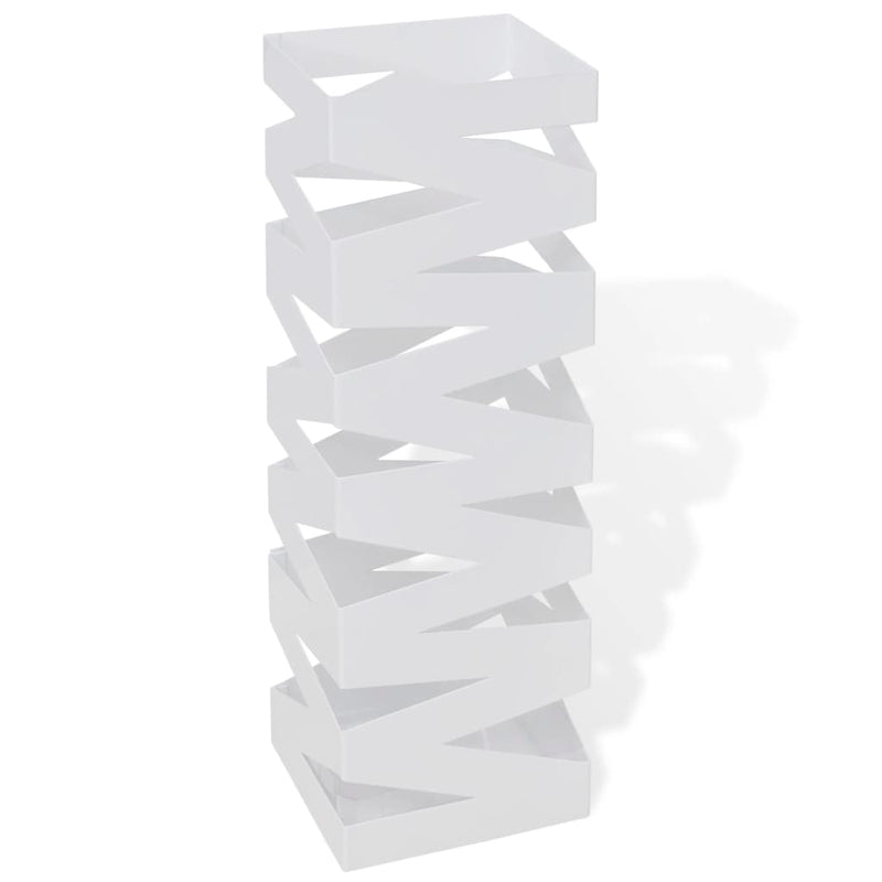 Load image into Gallery viewer, Vidaxl paraplu- en wandelstokhouder strepen wit vierkant staal 48,5 cm