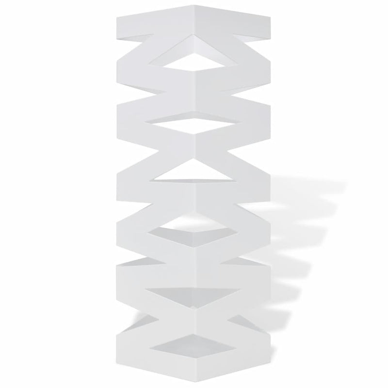 Load image into Gallery viewer, Vidaxl paraplu- en wandelstokhouder strepen wit vierkant staal 48,5 cm