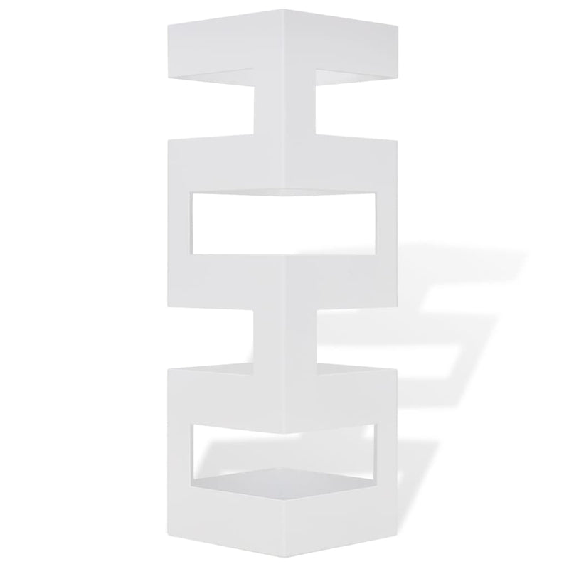 Load image into Gallery viewer, Vidaxl paraplu- en wandelstokhouder wit vierkant staal 48,5 cm