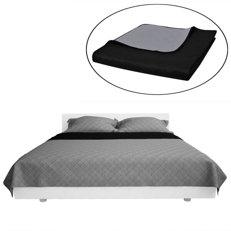 Load image into Gallery viewer, Vidaxl bedsprei gewatteerd dubbelzijdig 220x240 cm zwart grijs