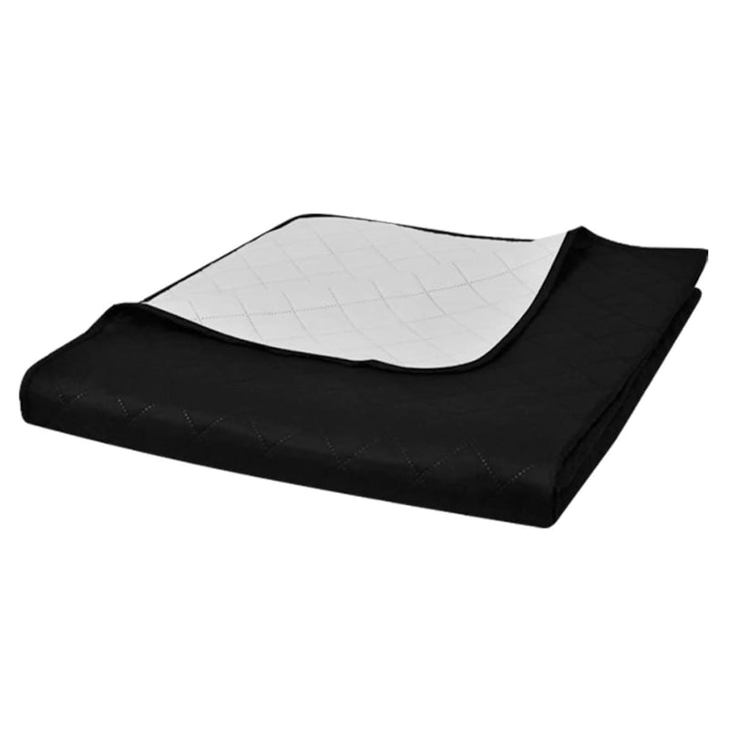 Load image into Gallery viewer, Vidaxl bedsprei gewatteerd dubbelzijdig 230x260 cm zwart wit