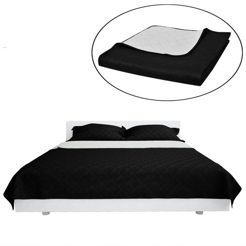 Load image into Gallery viewer, Vidaxl bedsprei gewatteerd dubbelzijdig 230x260 cm zwart wit