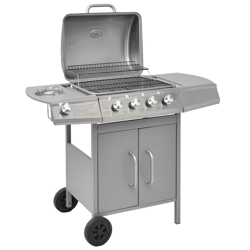 Load image into Gallery viewer, Vidaxl gasbarbecue 4+1 kookzone zilver