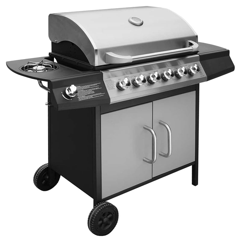 Laden Sie das Bild in Galerie -Viewer, Vidaxl gasbarbecue 6+1 kookzone zwart en zilver