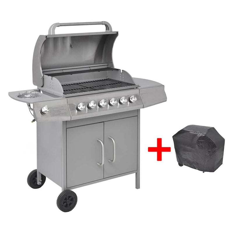 Load image into Gallery viewer, Vidaxl gasbarbecue 6+1 kookzone zilver