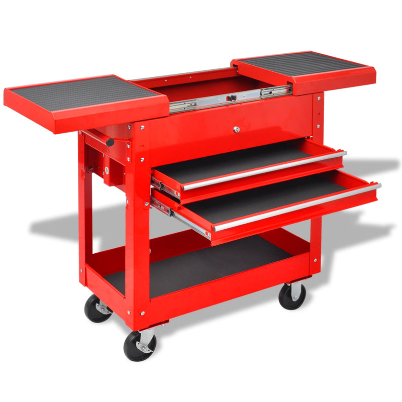 Cargue la imagen en el visor de la galería, Vidaxl gereedschapswagen rood 70.5 x 37 x 71 cm staal