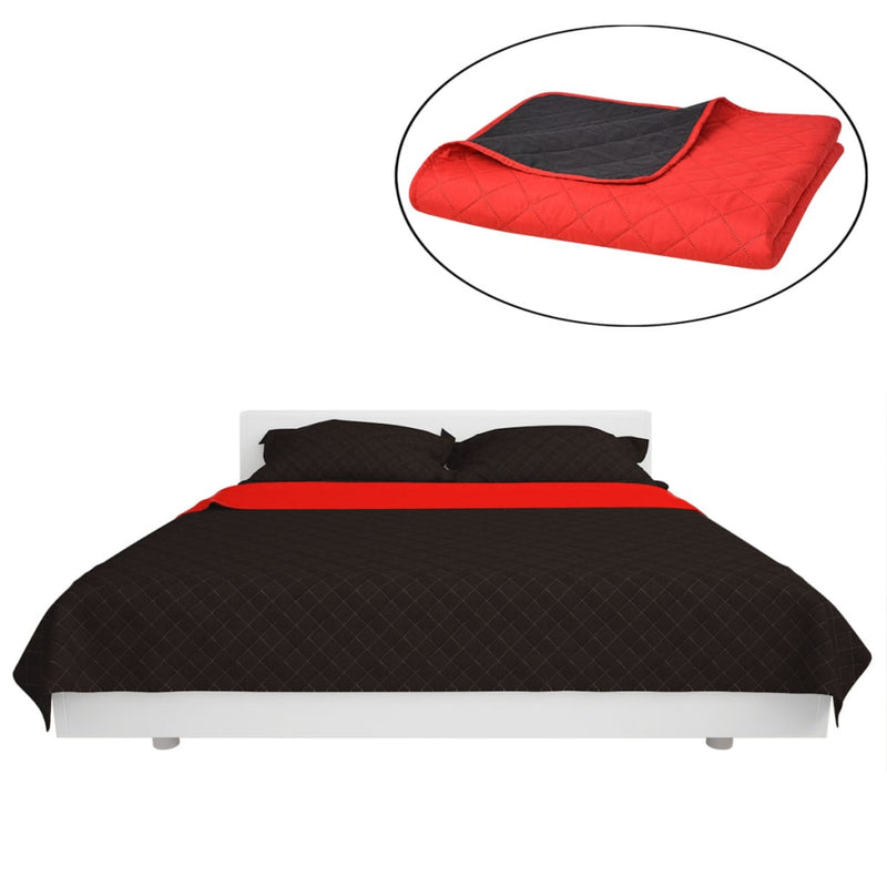 Load image into Gallery viewer, Vidaxl dubbelzijdige quilt bedsprei rood en zwart 230x260 cm