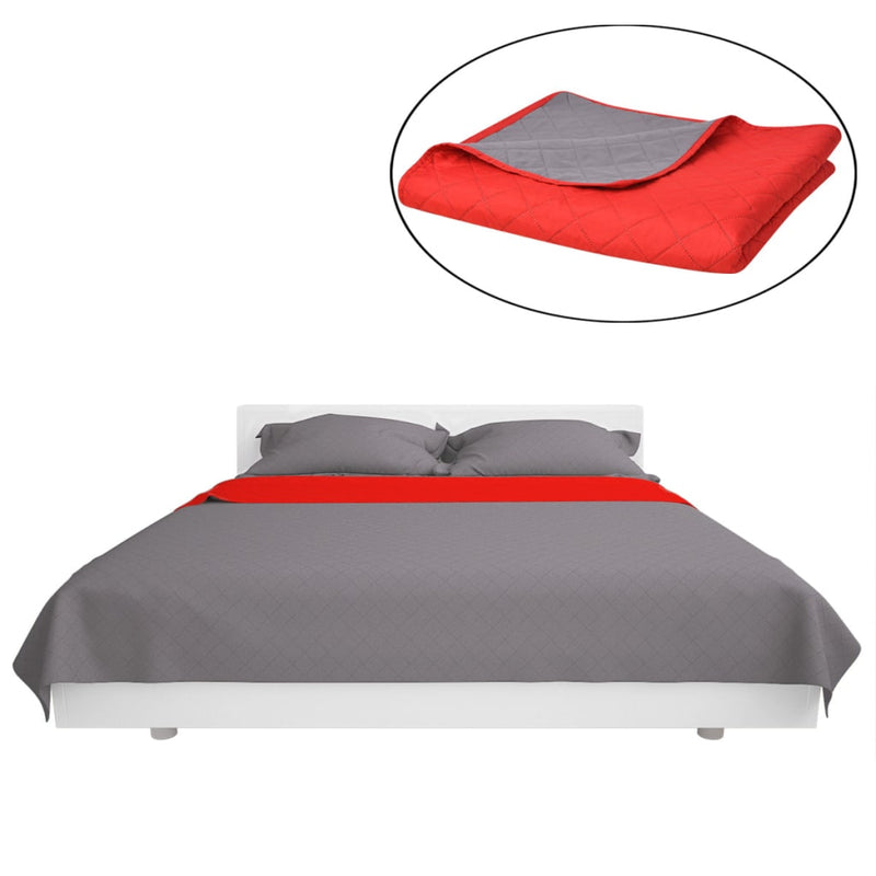 Load image into Gallery viewer, Vidaxl dubbelzijdige quilt bedsprei rood en grijs 170x210 cm