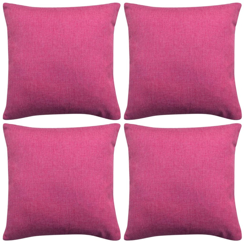 Load image into Gallery viewer, VidaXL Kussenhoezen 4 stuks linnen look roze 80x80 cm
