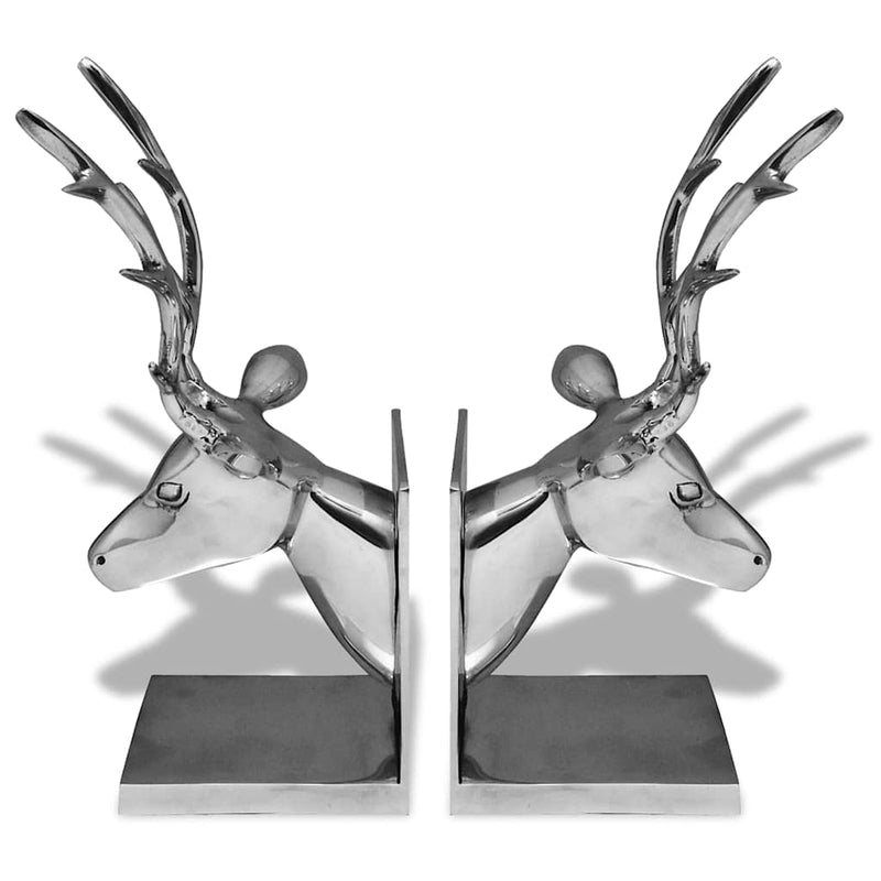 Chargez l'image dans la visionneuse de la galerie, Vidaxl boekensteunen herten 2 stuks aluminium zilver